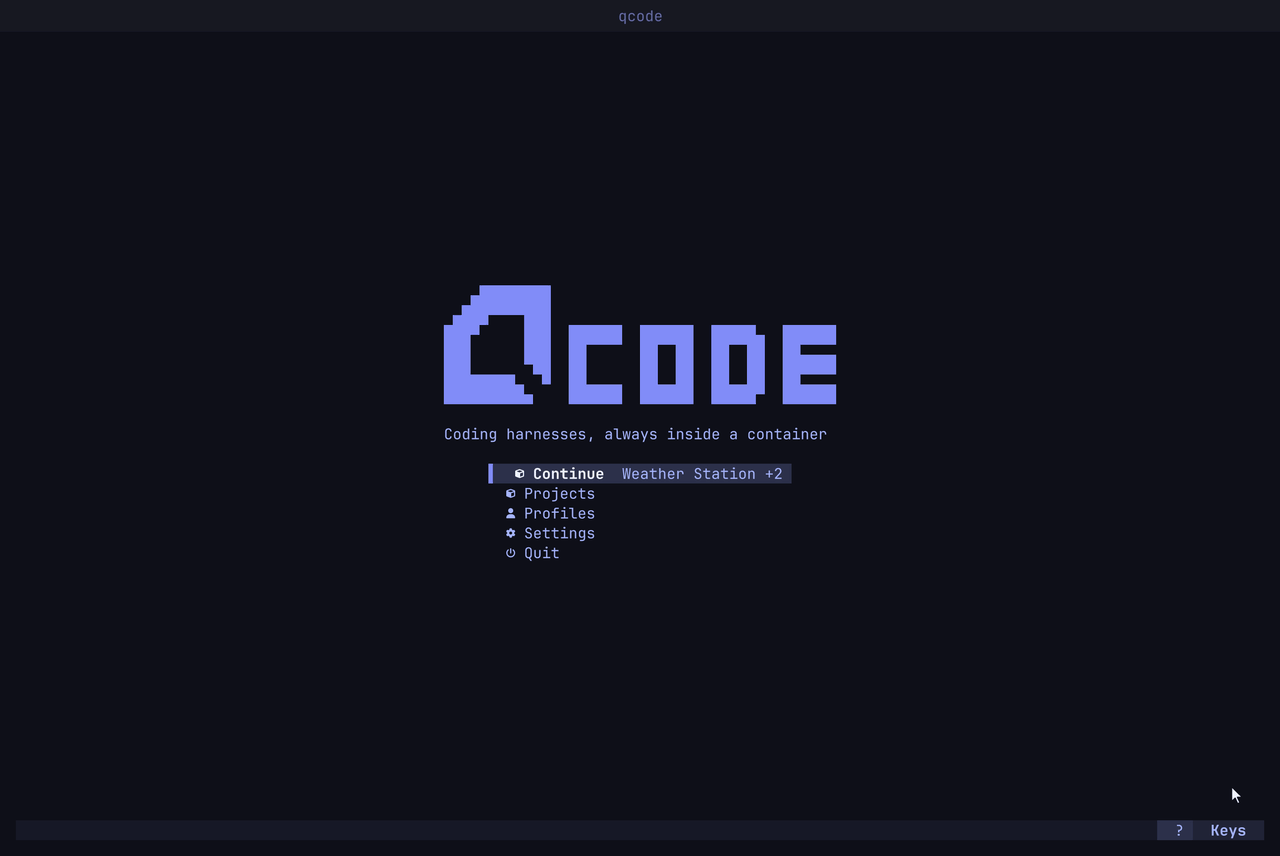 30 秒でわかる qcode: ホーム画面から、シェルと agent のタブが並ぶプロジェクトまで
